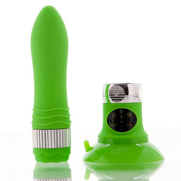 Sexus Funny Five вибратор, зеленый - На присоске, 5 режимов вибрации - купить в секс шопе