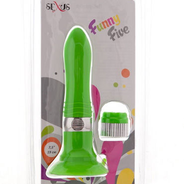 Sexus Funny Five вибратор, зеленый, На присоске, 5 режимов вибрации