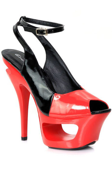 Erolanta туфли, черно-красные, Фигурная платформа, лаковые