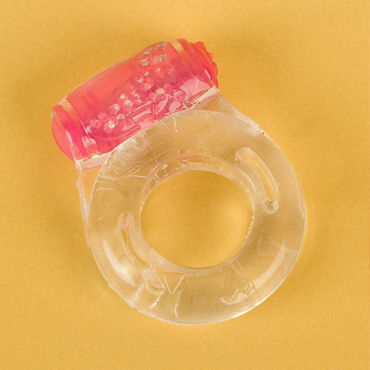 Toyfa виброкольцо, прозрачное, Эластичное, с вибрирующей пулькой розового цвета