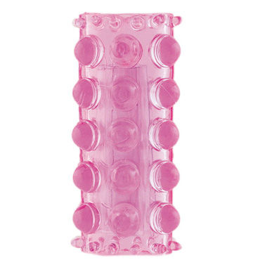 Toyfa насадка, 5 см, розовая, Сквозная, с круглыми бугорками и маленькими шипиками