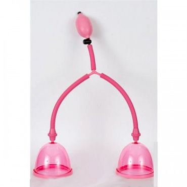 Toyfa помпа для груди, розовая, Двойная, с грушей и клапаном для сброса давления