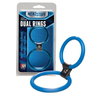 Menzstuff Dual Rings Blue, Двойное кольцо на пенис и мошонку