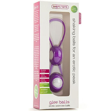 Shots Toys Glee Balls, фиолетово-белый - Двухцветные вагинальные шарики - купить в секс шопе