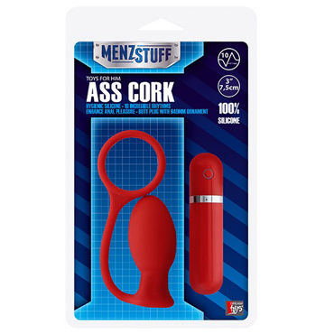 Menzstuff Ass Cork Small, красная, Анальная втулка с вибрацией
