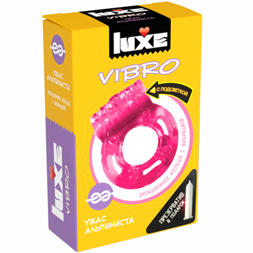 Luxe Vibro Ужас Альпиниста, розовый, Комплект из виброкольца и презерватива