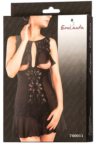 Erolanta Комбинация, черная - С открытой грудью и кружевом - купить в секс шопе