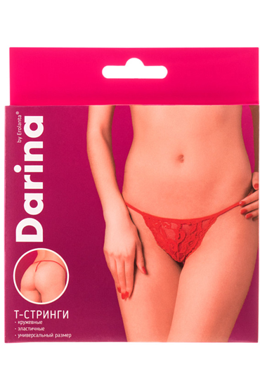 Darina by Erolanta Т-стринги кружевные, красные - С цветочным узором - купить в секс шопе