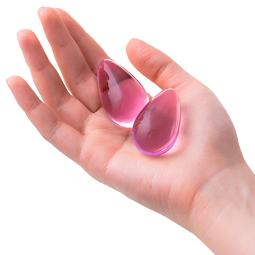 Sexus Glass Вагинальные шарики каплевидные из стекла, розовые - Идеально гладкие, без сцепок и шнурков - купить в секс шопе