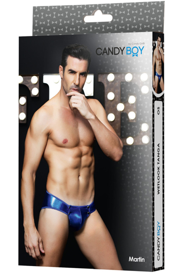 Candy Boy Martin, синие, Танга wetlook с застежками в виде кнопок и другие товары Candy Boy с фото
