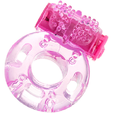 ToyFa Vibrating Ring, розовое, Эрекционное виброкольцо со стимулирующими пупырышками