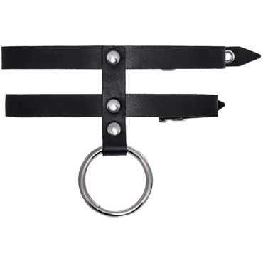 Pecado Ошейник из двух ремешков, черный - Из натуральной кожи - купить в секс шопе