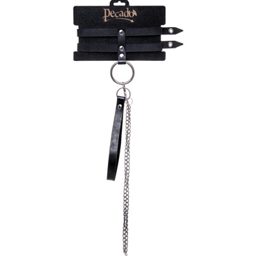 Pecado Ошейник из двух ремешков, черный - подробные фото в секс шопе Condom-Shop