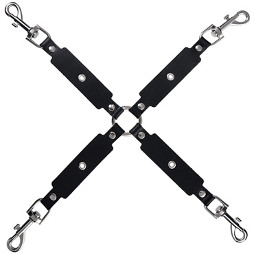 Pecado Сцепка крестообразная с карабинами для фиксации рук и ног, черный