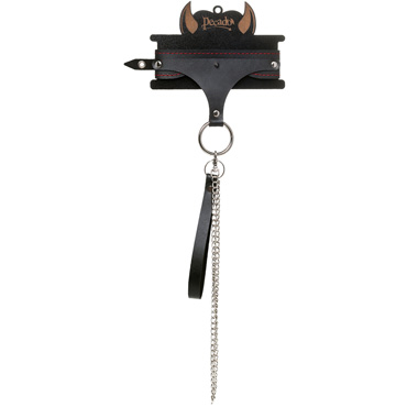 Pecado Ошейник с контрастной строчкой, черный - подробные фото в секс шопе Condom-Shop