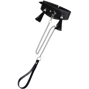 Pecado Ошейник высокий с кисточками, черный