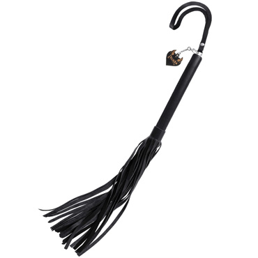 Pecado Плеть с черной рукоятью, черная, Из натуральной кожи