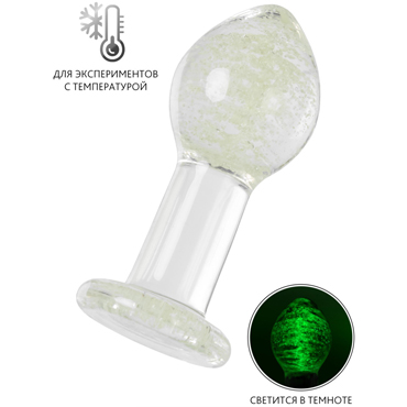 Sexus Glass Анальная втулка светящаяся 6,5 см, прозрачная, Классическая с высокой и широкой ножкой