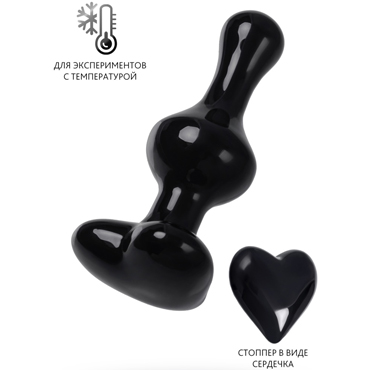 Sexus Glass Анальная втулка Сердце 9,8 см, черная