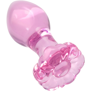 Sexus Glass Анальная втулка Цветок 8,3 см, розовая - Классической формы - купить в секс шопе