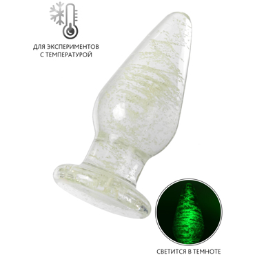 Sexus Glass Анальная втулка светящаяся 9,8 см, прозрачная, Классическая с широкой ножкой