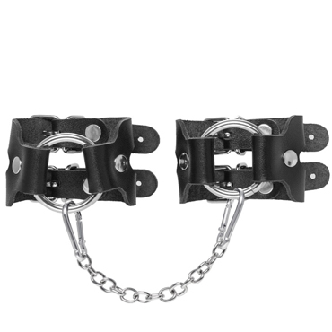Pecado BDSM Наручники-браслеты из двух ремешков, чёрные - фото, отзывы