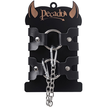 Новинка раздела Секс игрушки - Pecado BDSM Наручники-браслеты из двух ремешков, чёрные