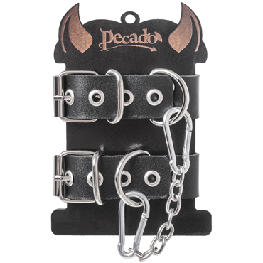Pecado BDSM Наручники-браслеты из одного ремешка с люверсами, чёрные, Из натуральной кожи и другие товары Pecado с фото
