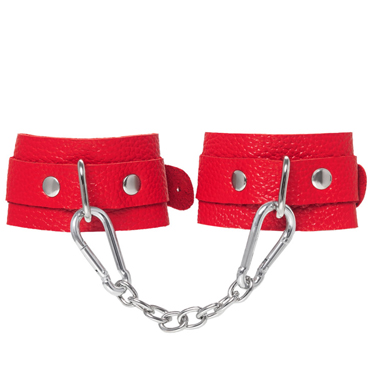 Pecado BDSM Наручники-браслеты мини со скруглёнными углами, красные - фото, отзывы