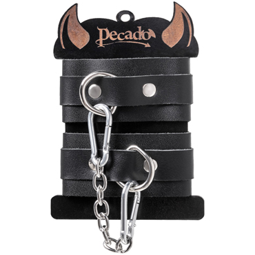 Новинка раздела Секс игрушки - Pecado BDSM Наручники-браслеты мини со скруглёнными углами, чёрные