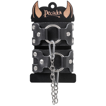 Новинка раздела Секс игрушки - Pecado BDSM Наручники-браслеты с двумя ремешками, чёрные