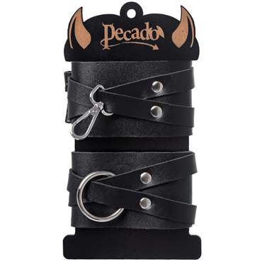 Pecado BDSM Оковы с двумя перекрёстными ремешками, черные - подробные фото в секс шопе Condom-Shop