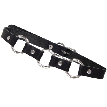 Pecado BDSM Чокер-ошейник с кольцами в виде цепочки, чёрный