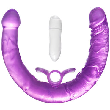 Toyfa Double Dildo with Vibro Bullet, фиолетовый - фото, отзывы
