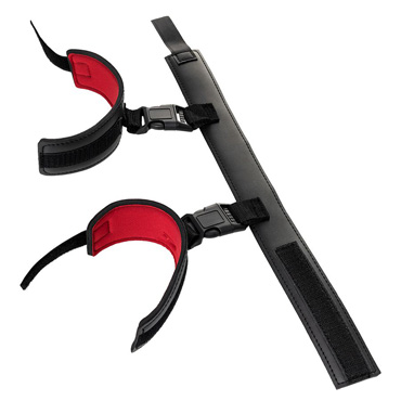 Toyfa Theatre Ошейник с наручниками, черно-красный - С фиксацией на липучках - купить в секс шопе