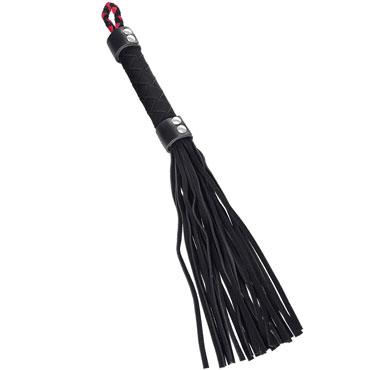 Toyfa Theatre Флоггер из замши, черный, С плетеной рукоятью