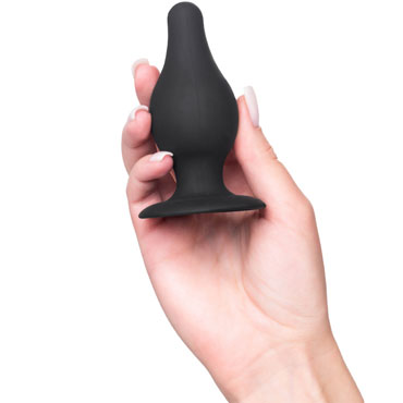 Erotist Spade M, чёрная - Анальная втулка с наполнителем для экспериментов с температурой - купить в секс шопе