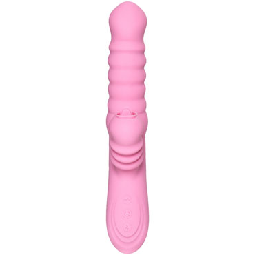 JOS Lixy, розовый - Вибратор-кролик с подвижным стволом и функцией нагрева - купить в секс шопе