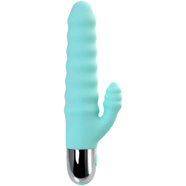 Toyfa Flovetta Flax, голубой - Рельефный вибратор с клиторальной стимуляцией - купить в секс шопе