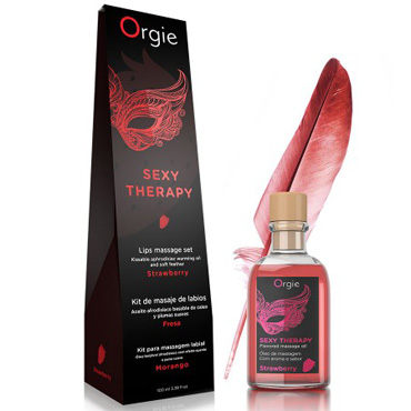 Комплект для игр Orgie Lips Massage со вкусом клубники, 100 мл