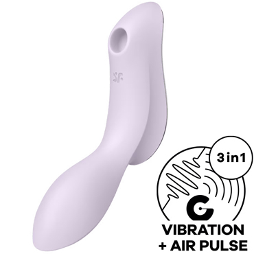 Satisfyer Curvy Trinity 2, сиреневый, Вакуум-волновой стимулятор клитора с вибрацией и вибратор точки G