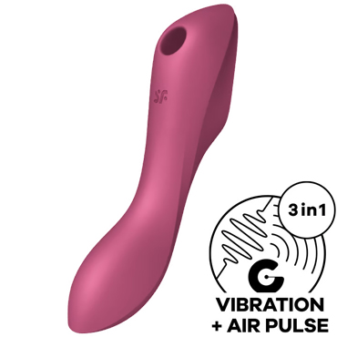 Satisfyer Curvy Trinity 3, красный, Вакуум-волновой стимулятор клитора с вибрацией и вибратор точки G