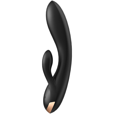 Satisfyer Double Flex Connect App, черный - Вибратор с клиторальным стимулятором - купить в секс шопе