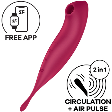 Satisfyer Twirling Pro Connect App, красный, Точечный виброротатор с вакуум-волновой стимуляцией и управлением через приложение