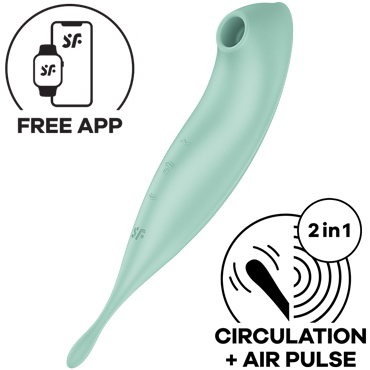 Satisfyer Twirling Pro Connect App, мятный, Точечный виброротатор с вакуум-волновой стимуляцией и управлением через приложение