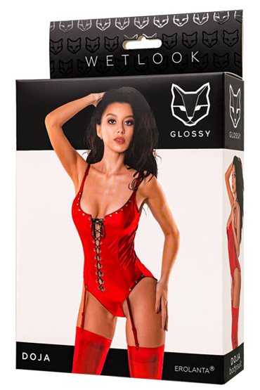 Glossy Doja, Боди из блестящего материала Wetlook со шнуровкой и другие товары Erolanta с фото