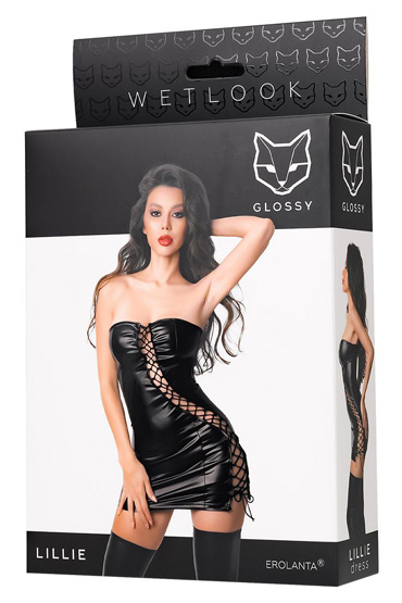 Glossy Lillie, Маленькое черное платье из материала Wetlook и другие товары Erolanta с фото