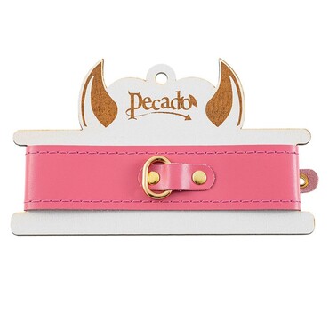 Ошейник Pecado BDSM, розовый - Ошейник однослойный с прошивкой - купить в секс шопе
