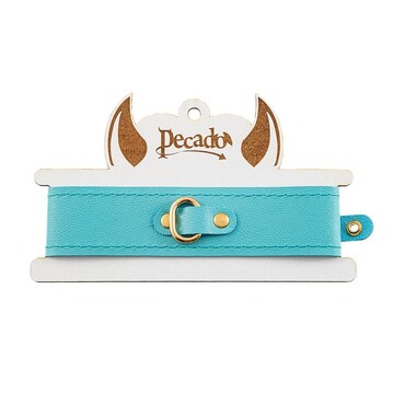 Ошейник Pecado BDSM, голубой - Ошейник однослойный с прошивкой - купить в секс шопе