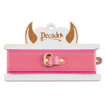 Ошейник Pecado BDSM, двуслойный, розовый - Ошейник двуслойный с прошивкой - купить в секс шопе